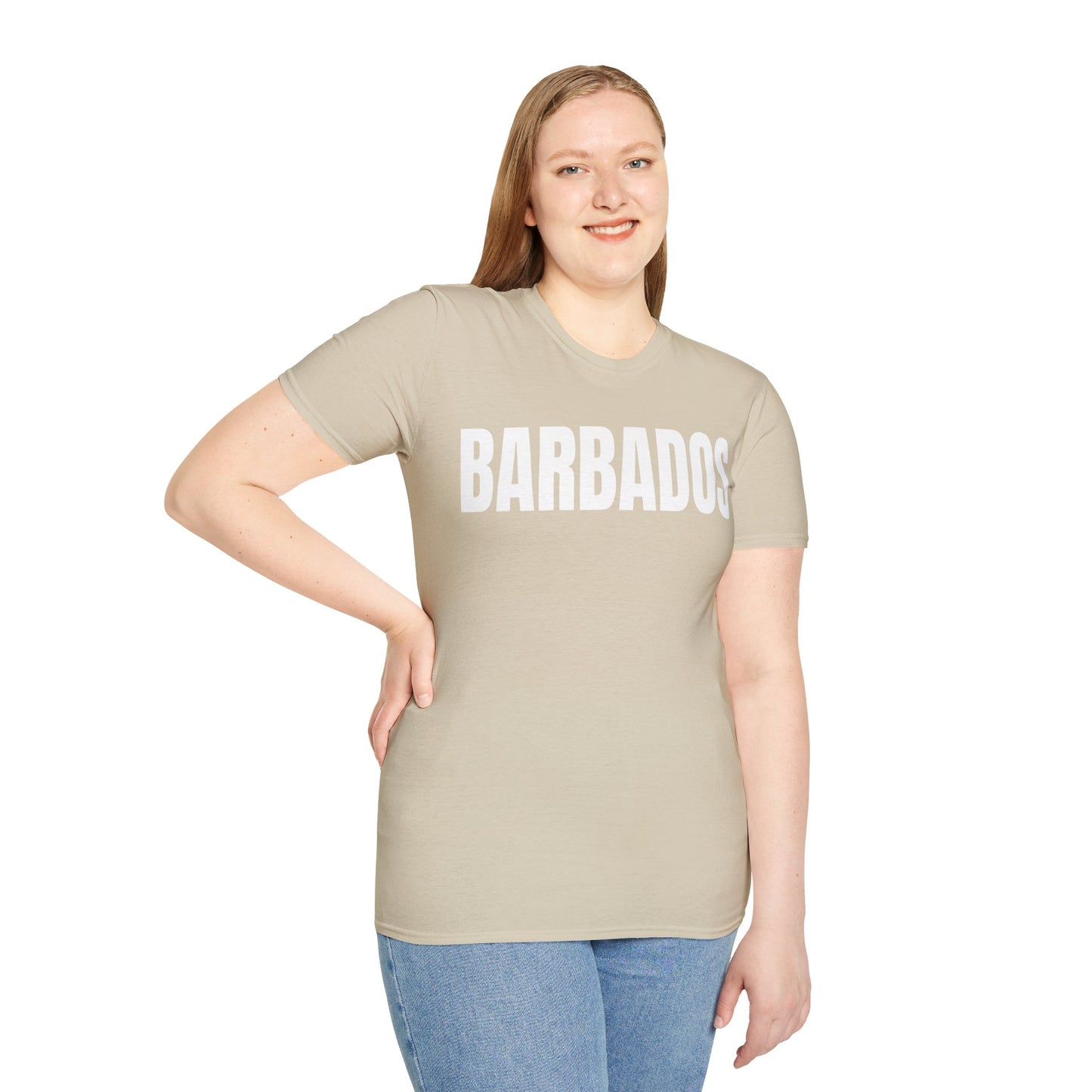Barbados WHITE TEXT Unisex T-Shirt