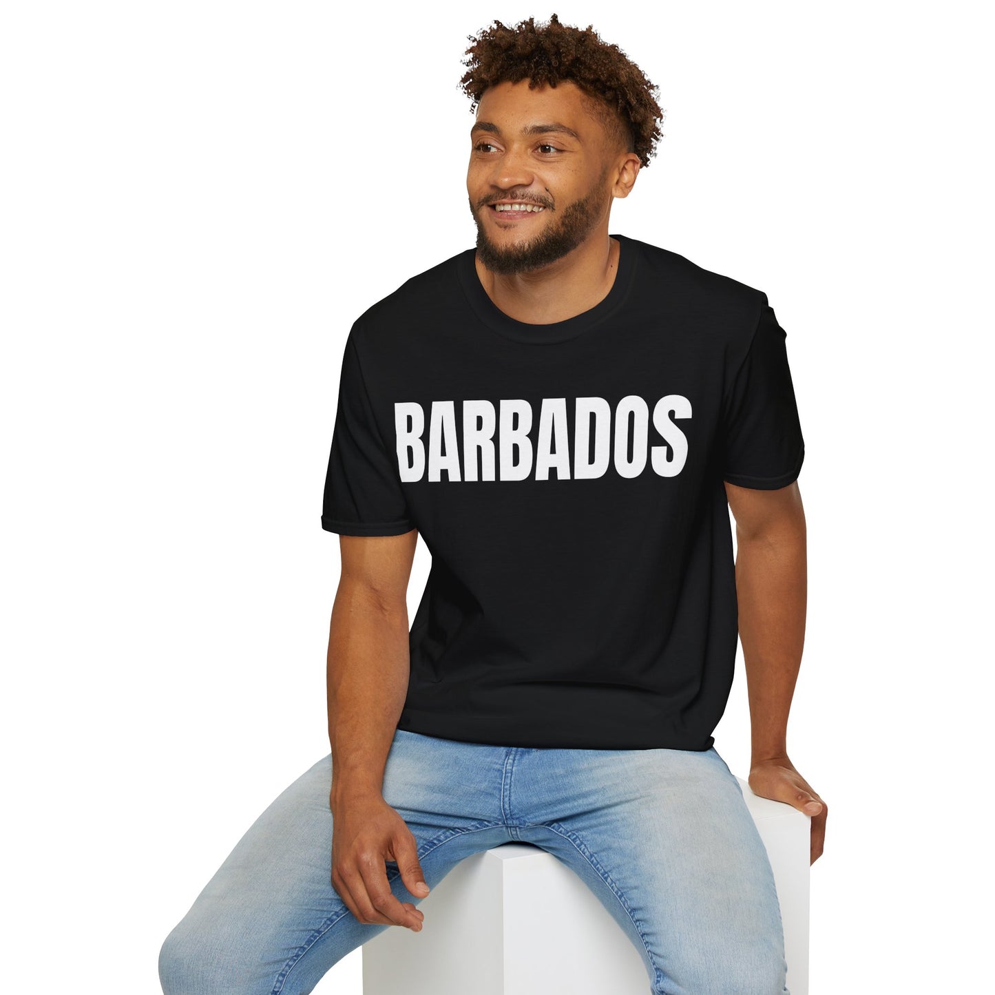 Barbados WHITE TEXT Unisex T-Shirt