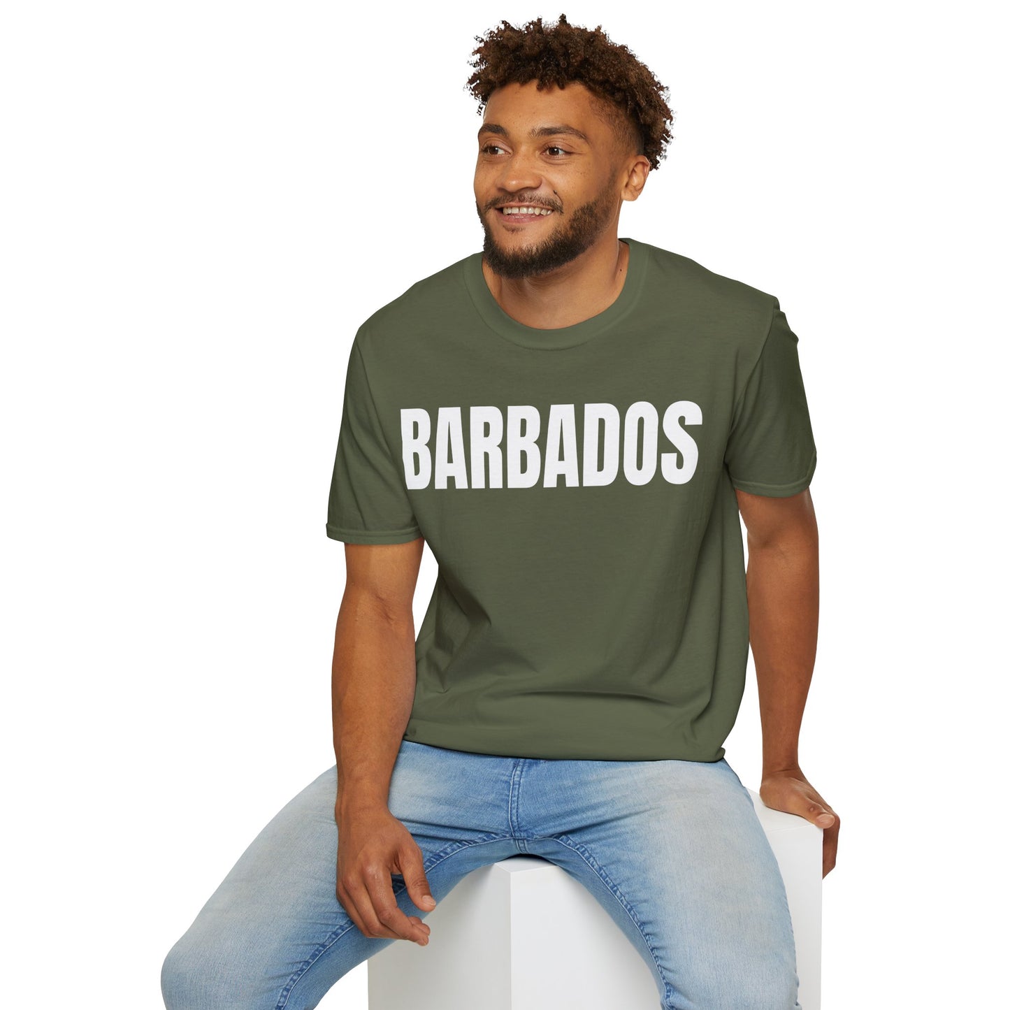 Barbados WHITE TEXT Unisex T-Shirt