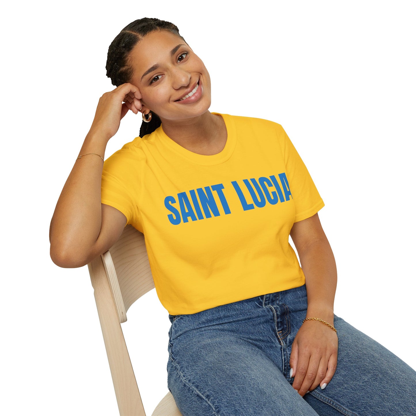 Saint Lucia BLUE TEXT Unisex T-Shirt