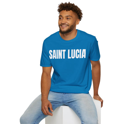 Saint Lucia WHITE TEXT Unisex T-Shirt