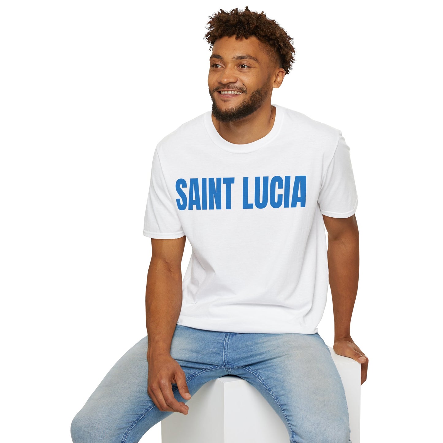 Saint Lucia BLUE TEXT Unisex T-Shirt