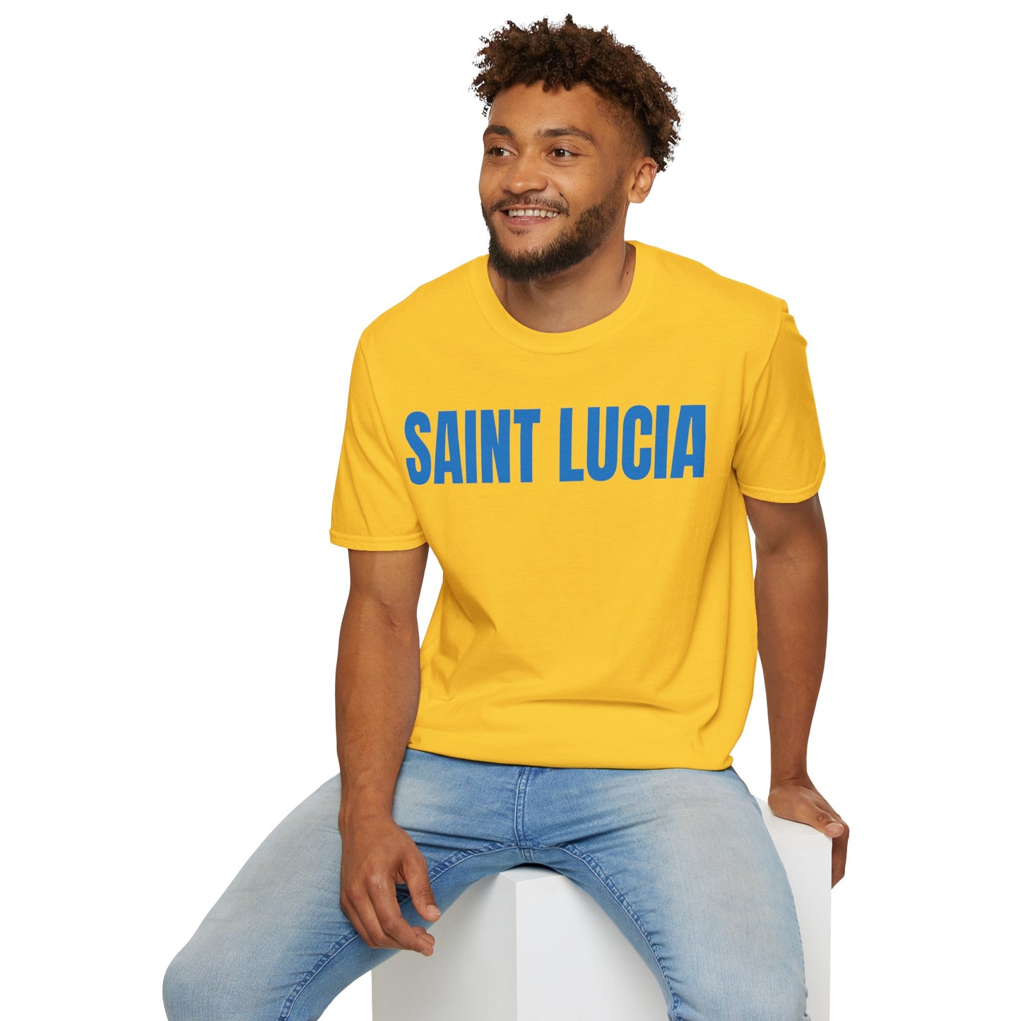 Saint Lucia BLUE TEXT Unisex T-Shirt