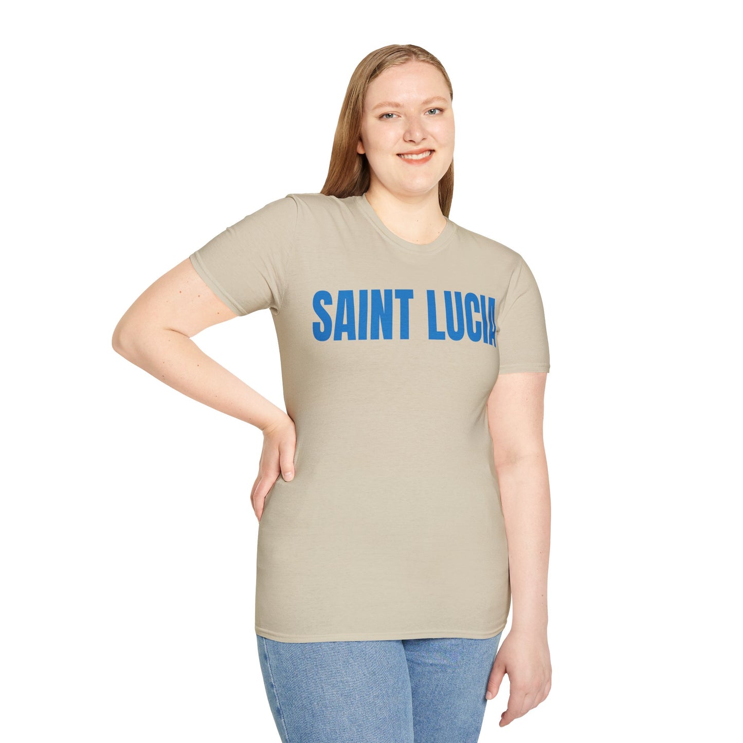 Saint Lucia Motto Series BLUE TEXT Unisex T-Shirt