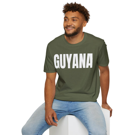 Guyana WHITE TEXT Unisex T-Shirt