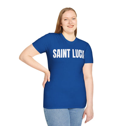 Saint Lucia WHITE TEXT Unisex T-Shirt