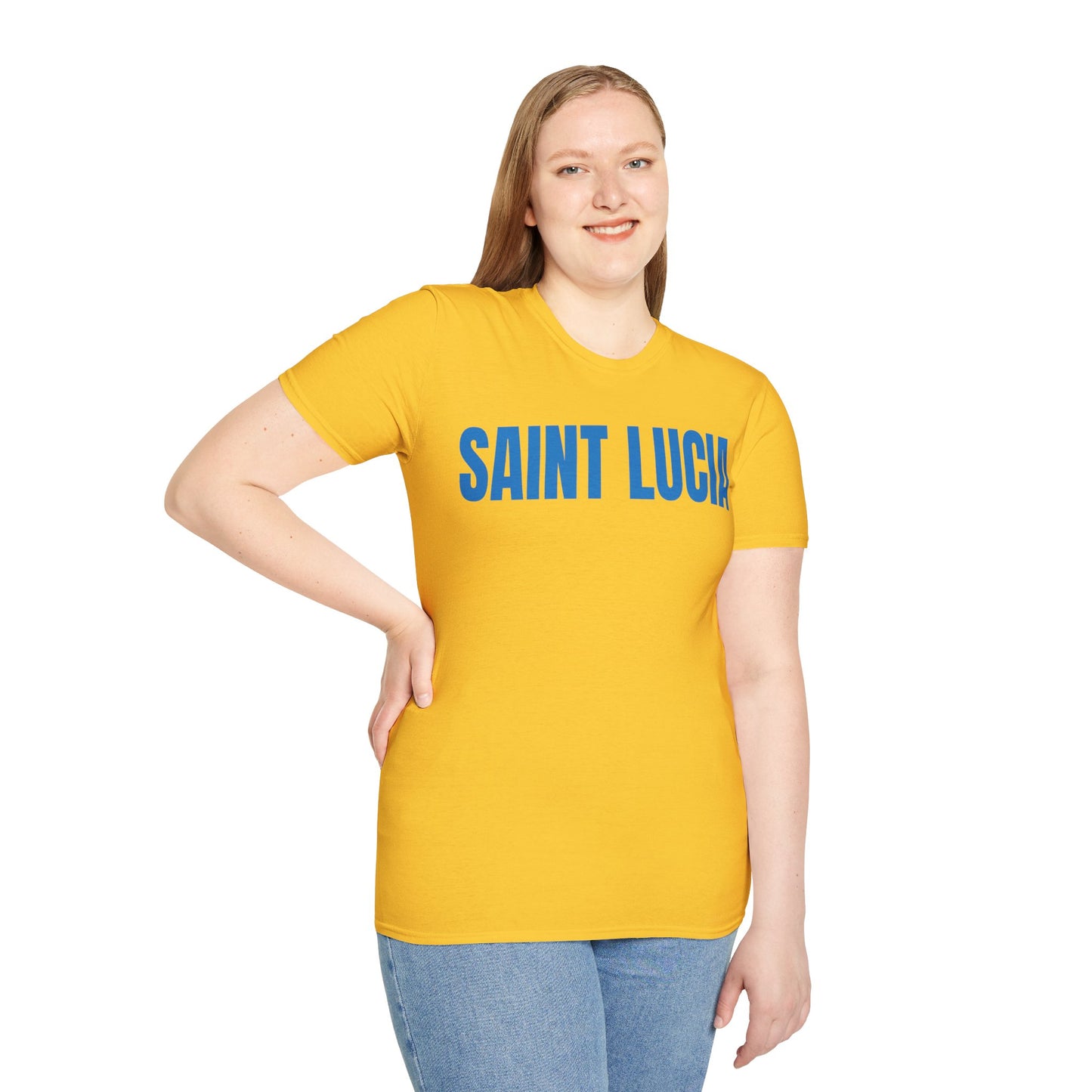 Saint Lucia Motto Series BLUE TEXT Unisex T-Shirt