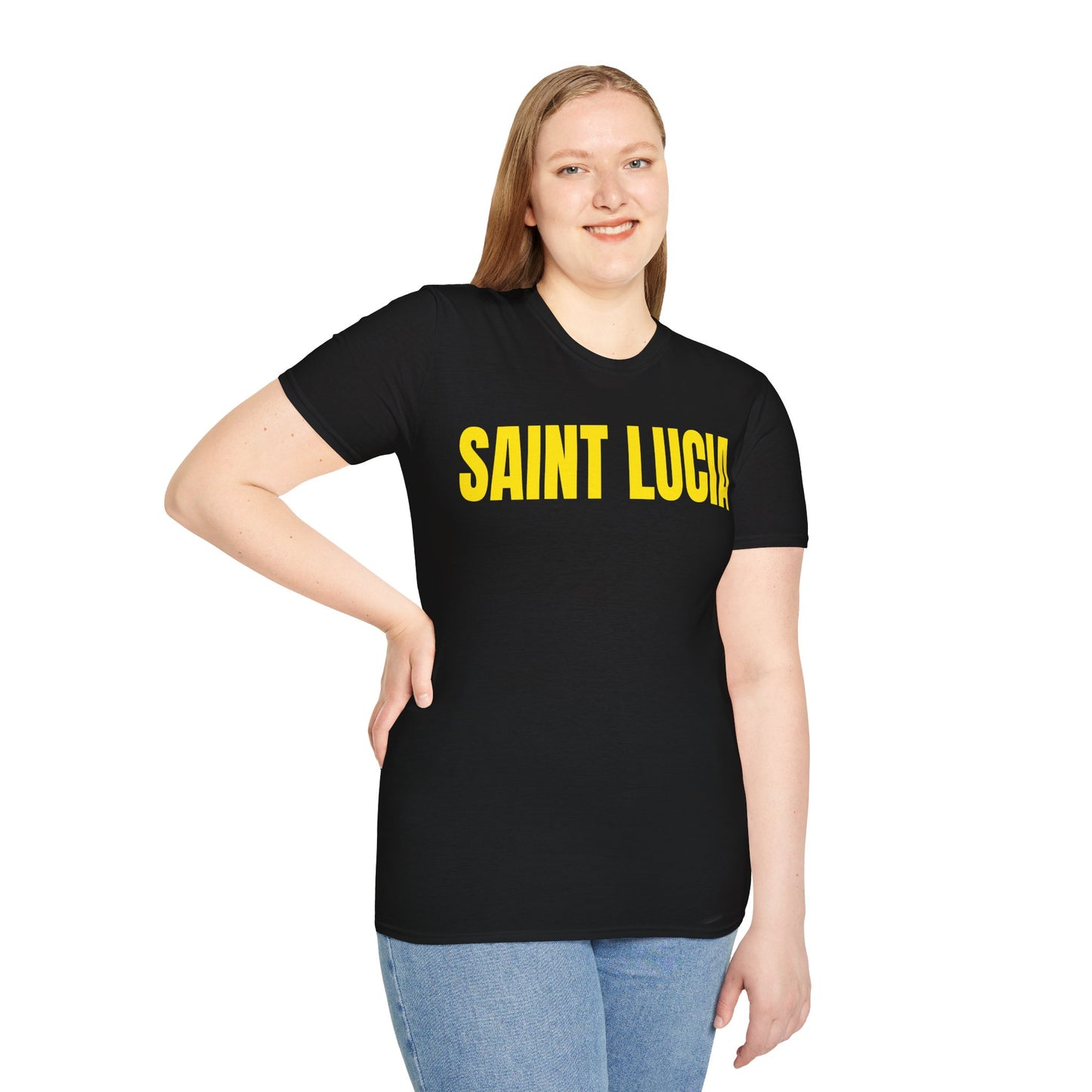 Saint Lucia Motto Series YELLOW TEXT Unisex T-Shirt