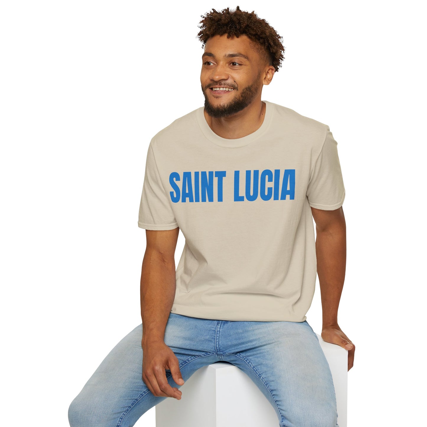 Saint Lucia BLUE TEXT Unisex T-Shirt