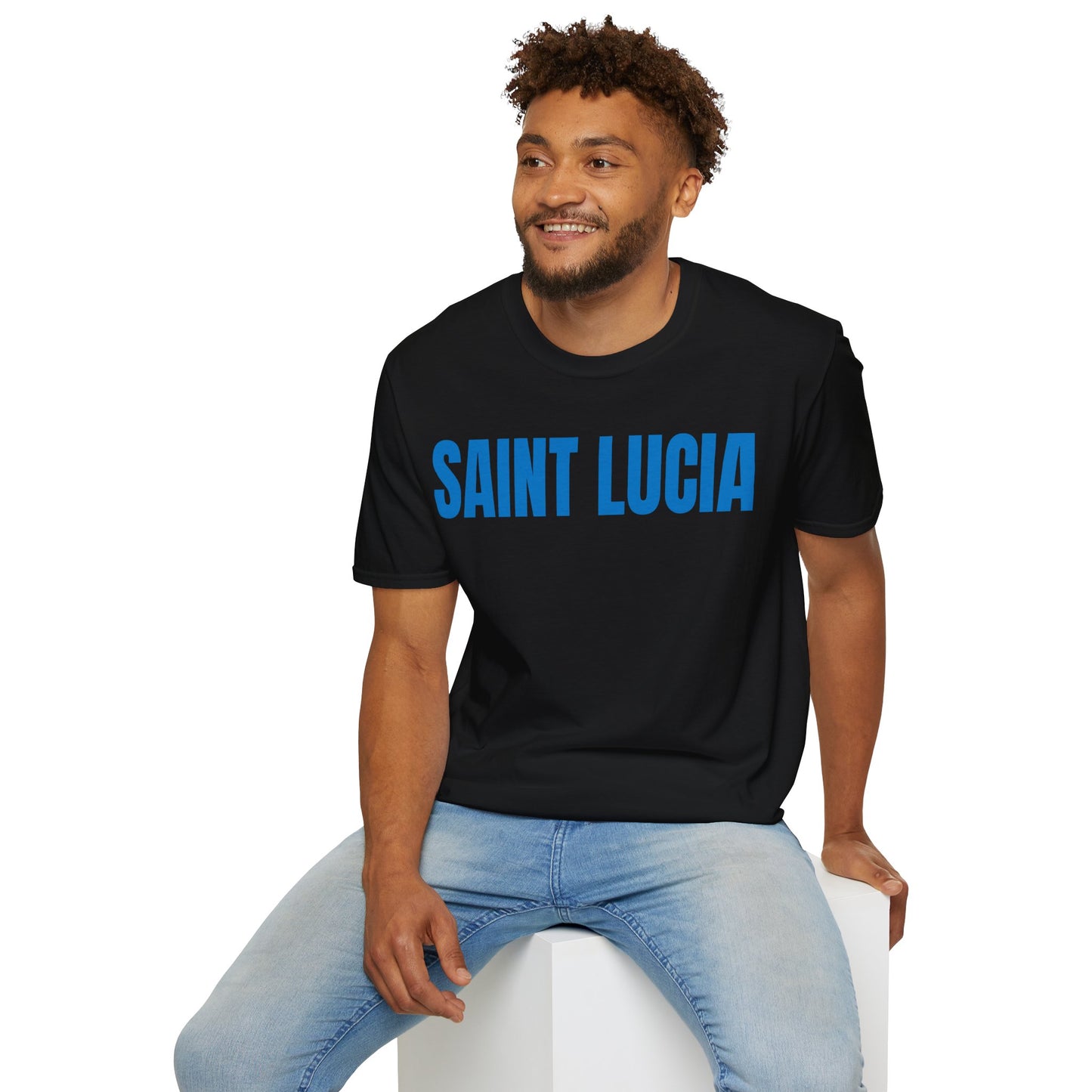 Saint Lucia Motto Series BLUE TEXT Unisex T-Shirt