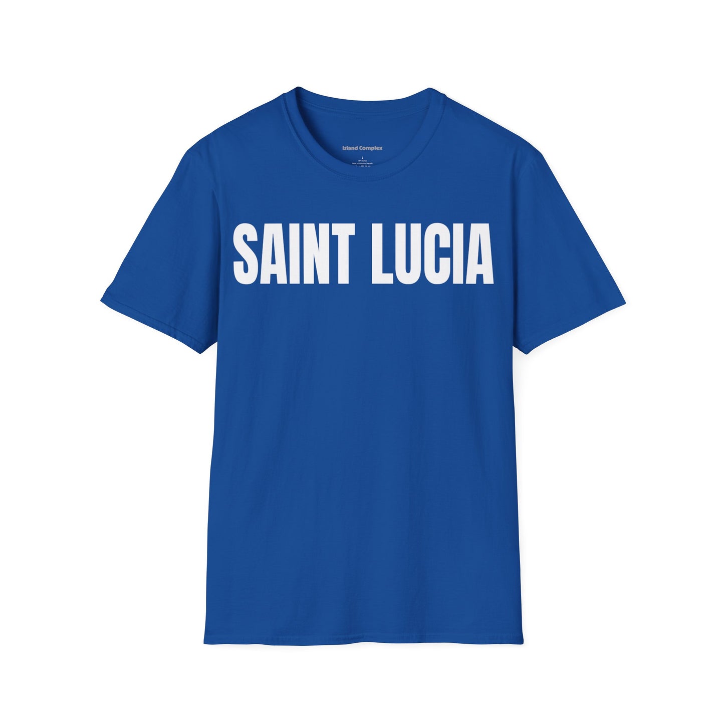 Saint Lucia WHITE TEXT Unisex T-Shirt