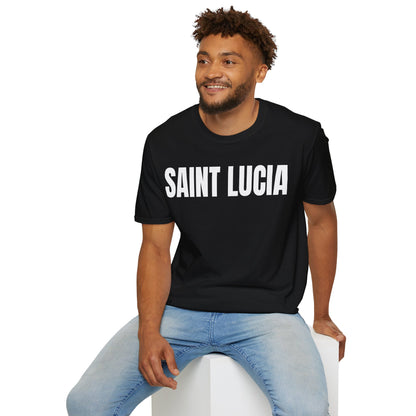 Saint Lucia WHITE TEXT Unisex T-Shirt