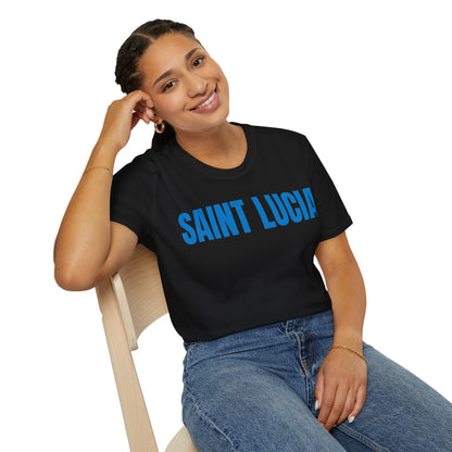 Saint Lucia BLUE TEXT Unisex T-Shirt