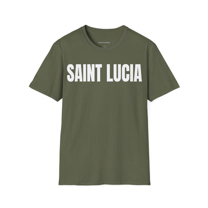 Saint Lucia WHITE TEXT Unisex T-Shirt