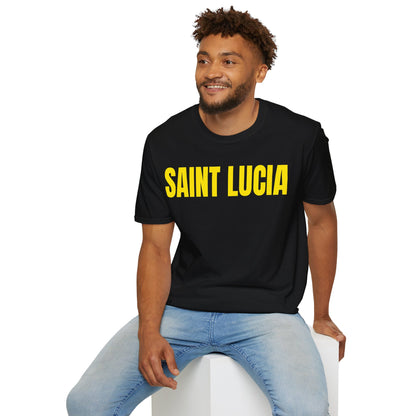 Saint Lucia Motto Series YELLOW TEXT Unisex T-Shirt