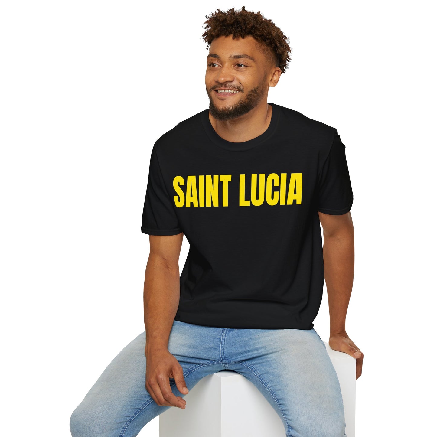 Saint Lucia YELLOW TEXT Unisex T-Shirt