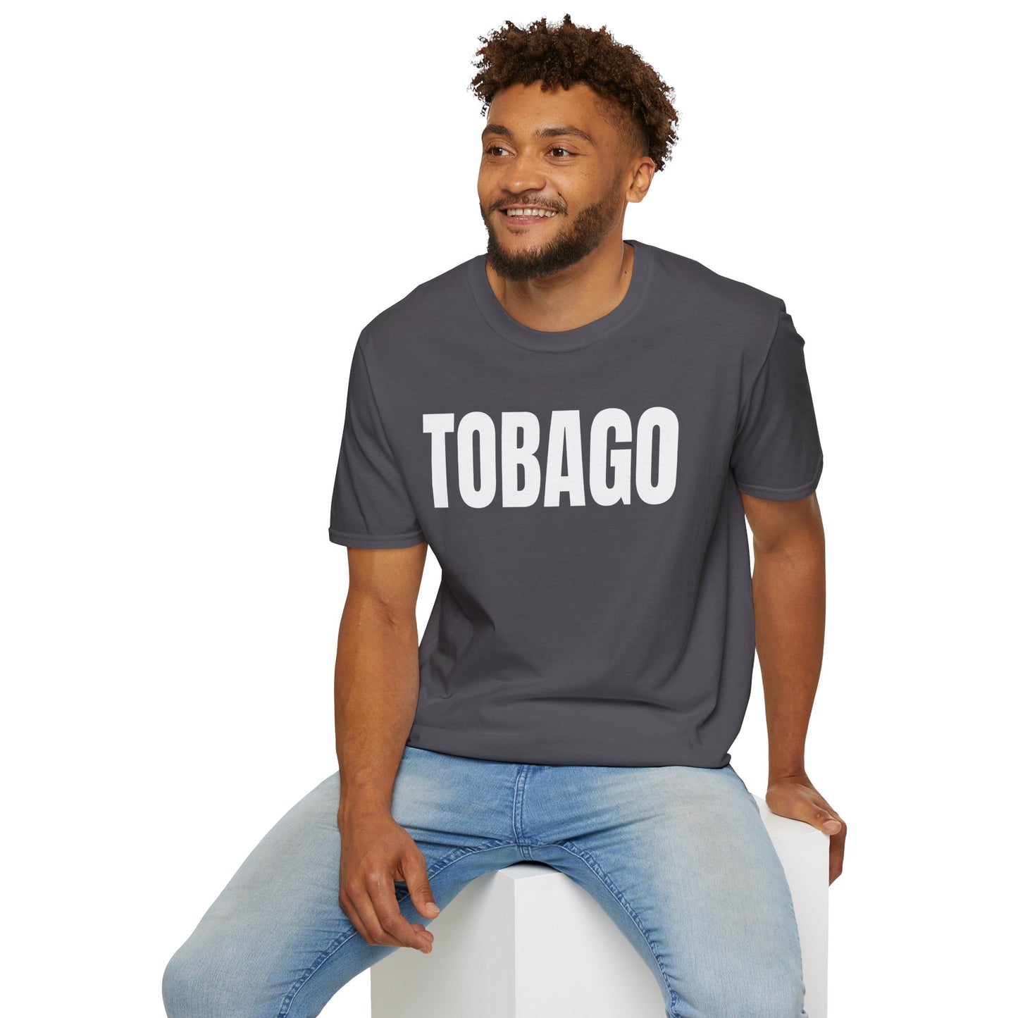 Tobago WHITE TEXT Unisex Softstyle T-Shirt