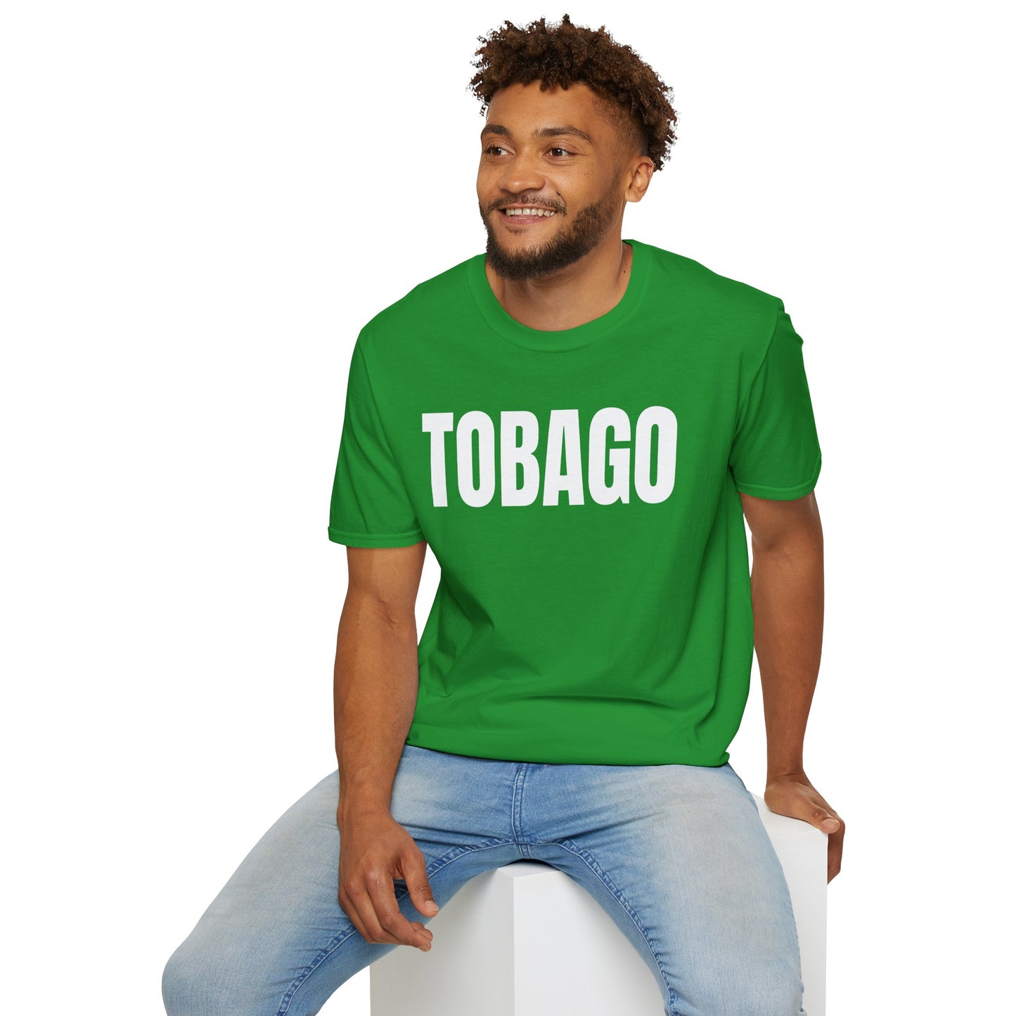 Tobago WHITE TEXT Unisex Softstyle T-Shirt