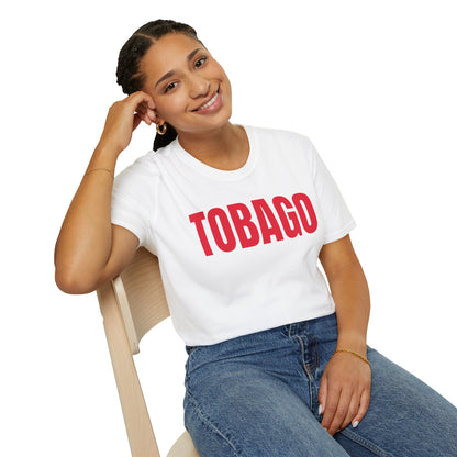 Tobago RED TEXT Unisex Softstyle T-Shirt