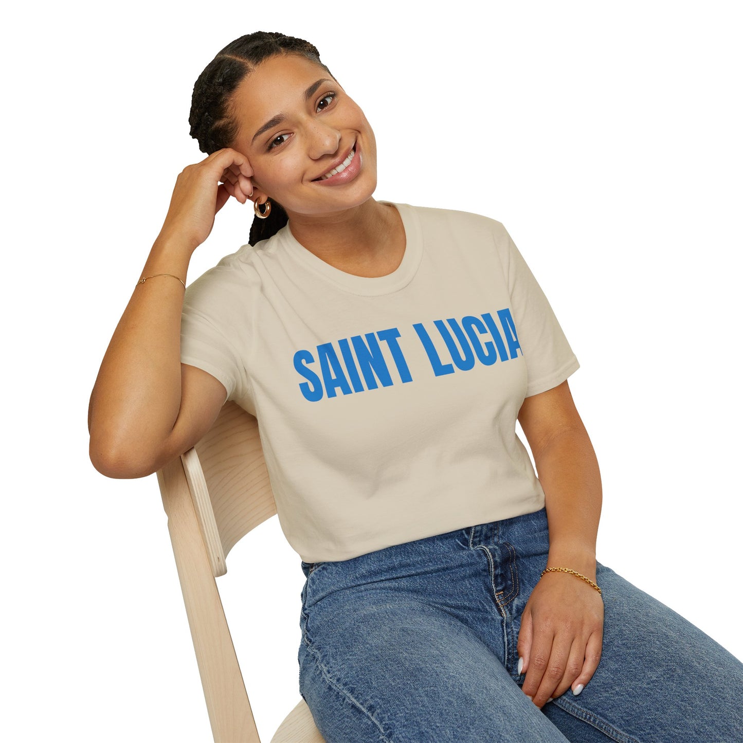 Saint Lucia Motto Series BLUE TEXT Unisex T-Shirt