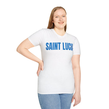 Saint Lucia Motto Series BLUE TEXT Unisex T-Shirt