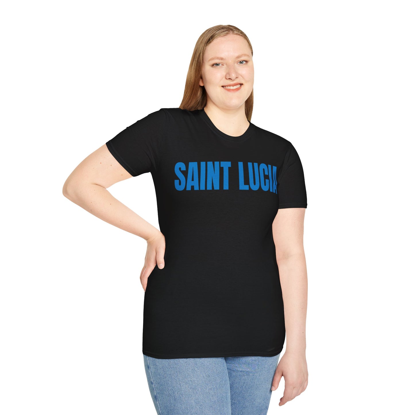 Saint Lucia BLUE TEXT Unisex T-Shirt