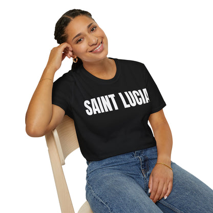 Saint Lucia WHITE TEXT Unisex T-Shirt