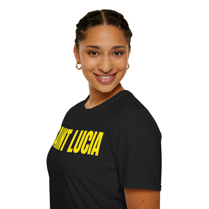 Saint Lucia YELLOW TEXT Unisex T-Shirt