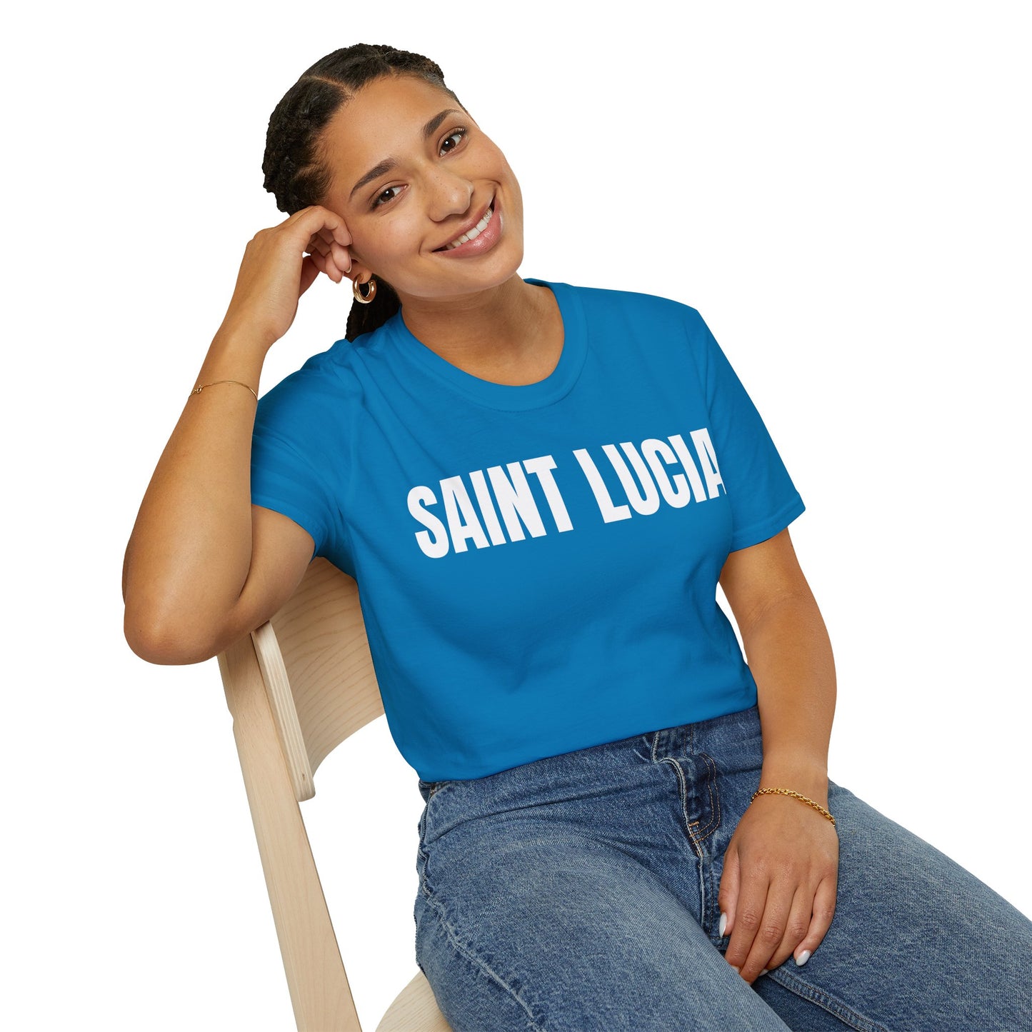 Saint Lucia Motto Series WHITE TEXT Unisex T-Shirt